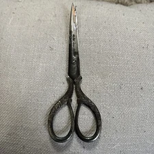 Ornate 8" Scissors vintage 1920s EVERSHARP USA forged steel Work Antique Shears