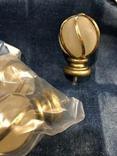 Kirsch Frosted Glass Antique Brass Finial Door Drawer Pull Pair