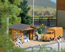 Milch Verbindung: Holz Hütte + Zubehör Ho / Oo Anzeige Busch 1982