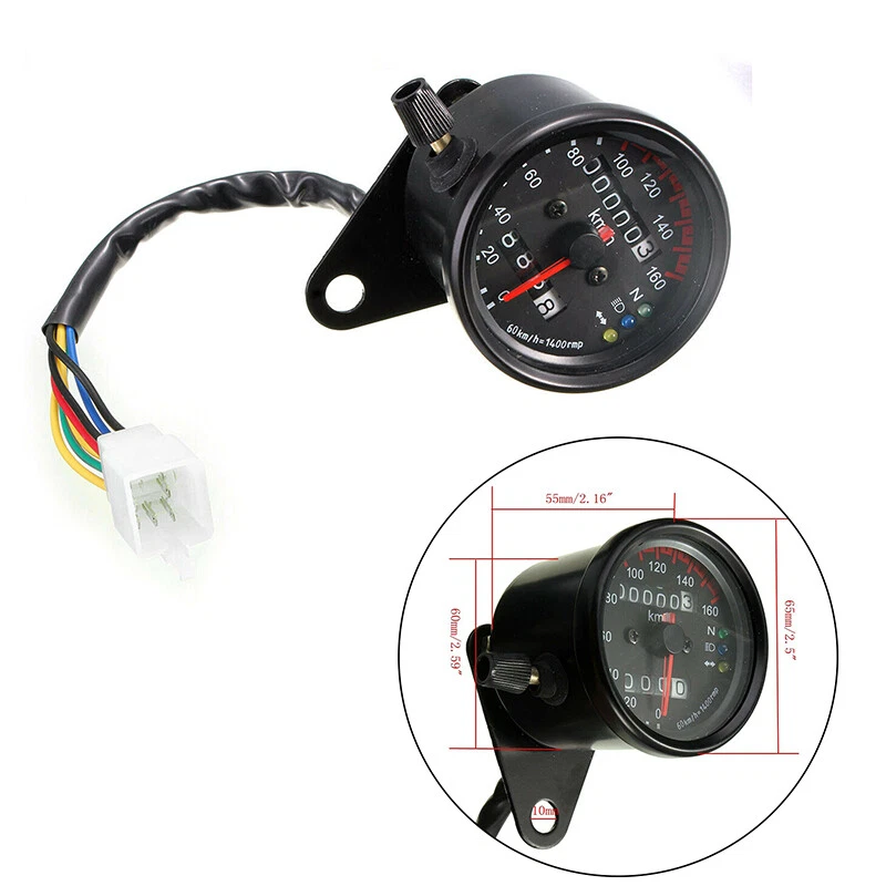 Retroiluminación LED Doble Odómetro KMH Doble Velocímetro Medidor Ajuste Universal Foto 2 de 4