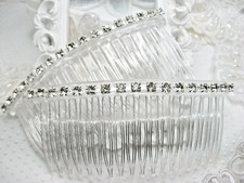 Extra wide Pair 4 inch Clear Austrian Crystal Rhinestones hair combs Wedding