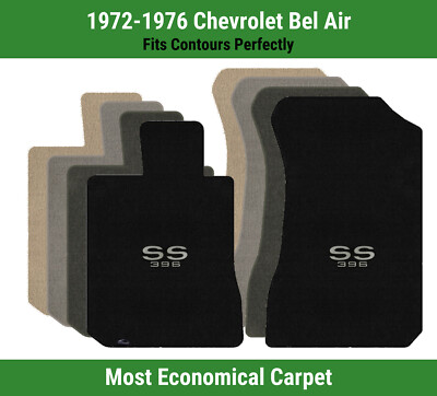 Lloyd Velourtex Front Mats for '72-76 Chevy Bel Air w/Silver on Black SS 396