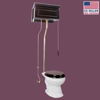 Dark Oak High Tank L-pipe Toilet Elongated White Bowl | Renovator's Supply on sale Dark Oak High Tank L-pipe Toilet Elongated White Bowl | Renovator's Supply on sale