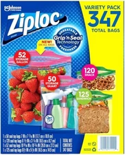 Ziploc Double Zipper Bag, Variety Pack, 347-count