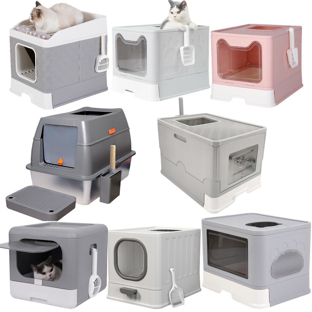 BingoPaw Hooded Cat Litter Tray Kitten House Enclosure Hidden