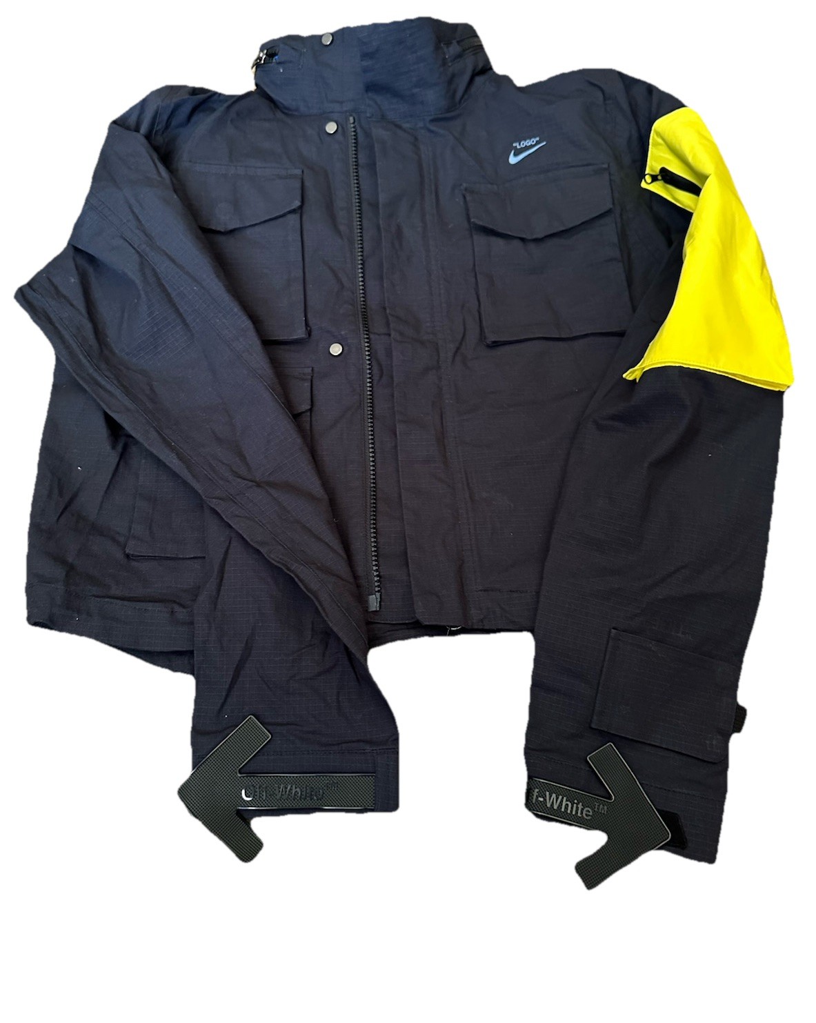 OFF WHITE X NIKE Nuovissima giacca da corsa donna Nike X Off White Virgil Abloh taglia:Small nera