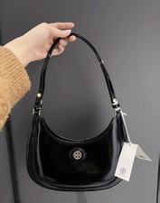 New Tory Burch Robinson Spazzolato One-Shoulder Bag 154729 in Black