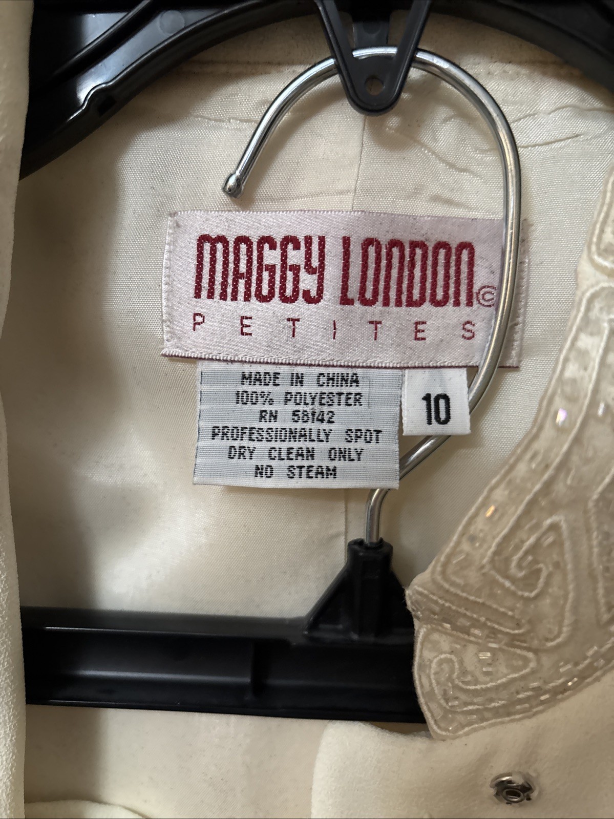 Maggy London Petites Skirt Suit Set Womens 10 Ivory & Sparkle Accents Elegance