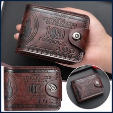 Men's Wallets with 100 US Dollar Pattern Hasp Male Leather Wallet with Zipper