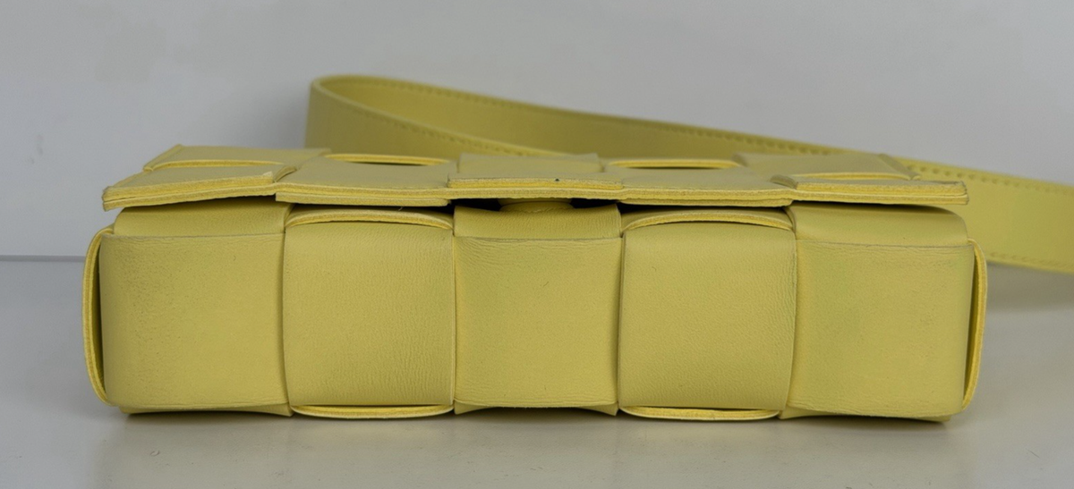 Bottega Veneta Cassette Crossbody Bag in Yellow Intrecciato
