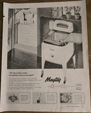 1947 Maytag Wringer Washer washing machine cleans in one hour Vintage Ad