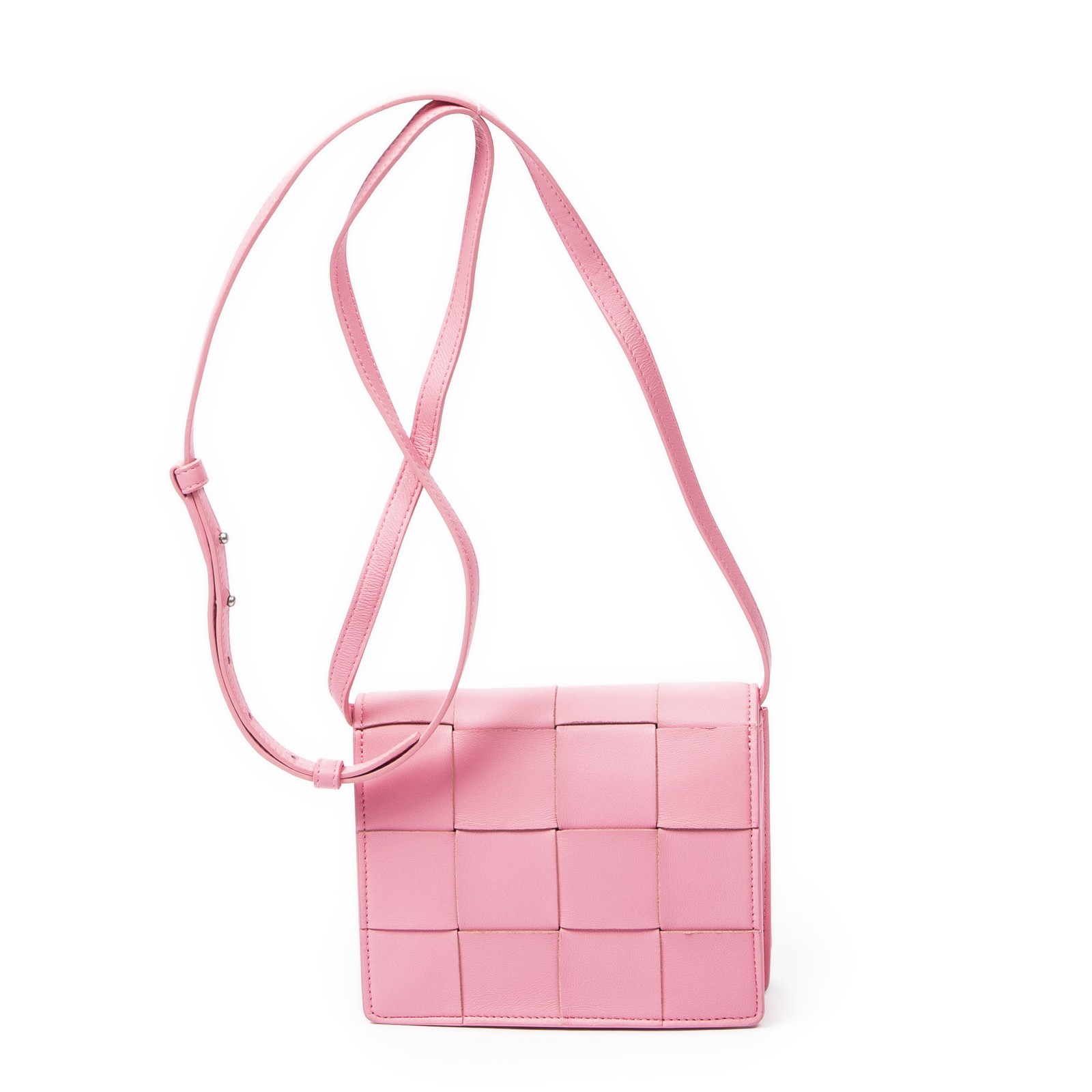 Bottega Veneta Pink Mini Casette Crossbody Shoulder Bag Intrecciato Leather