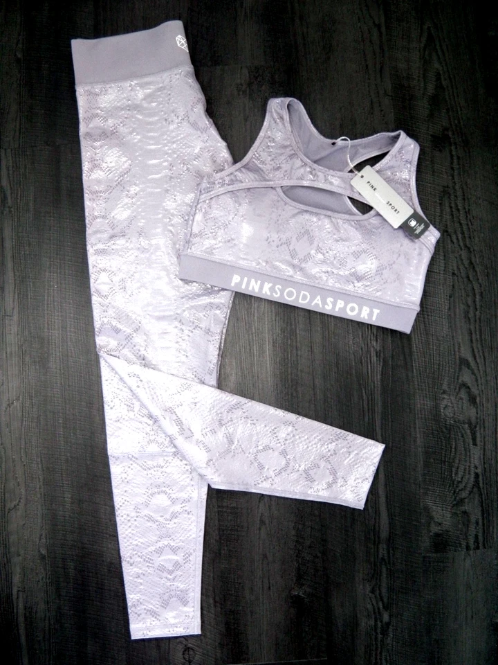 BNWT WOMENS PINK SODA SPORTS BRA & LEGGINGS SIZE 10 GYM YOGA RUNNING TOP NIKE - Image 2 of 4
