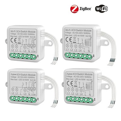 Tuya WiFi ZigBee Smart Switch Module 1/2/3/4 Gang Lighting Alexa Voice control
