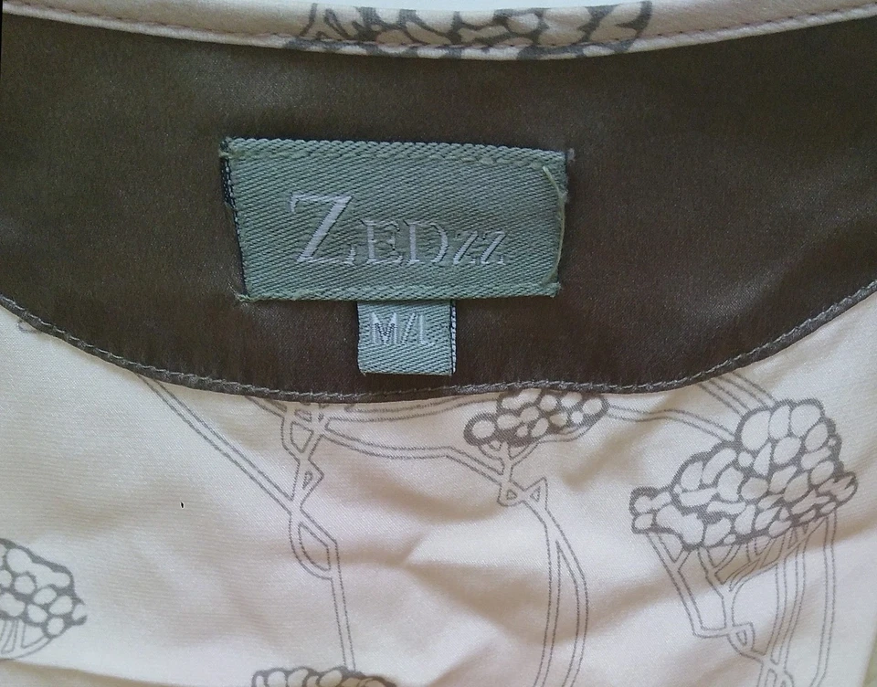 Zedzz Ladies Dressing Gown 100% Silk Kimono Robe Champagne Mink Floral Size M/L - Image 3 of 4