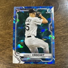 GARRETT CROCHET 2021 BOWMAN CHROME SAPPHIRE #63 ROOKIE BASE PARALLEL / WHITE SOX