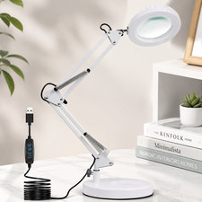 10X Magnifying Glass Desk Light Magnifier LED Lamp Reading Lamp With Base Clamp
