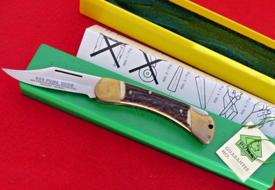 Puma Germany 905 Duke 1984 STAG lockback mint in green box knife