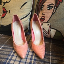 Little Mistress pink stiletto heels with metal heels - size 5