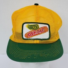 Vintage Dekalb Seed Patch Yellow  Green Full Mesh Snapback Hat K-Brand USA