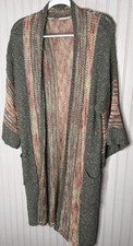 Easel Cardigan Womens Medium Large Open Knit Sweater Pockets Boho Lightweight