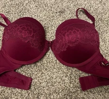 Maidenform Size 36C Dark Maroon Lace Outer Layer Underwire Bra