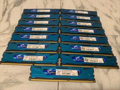 Lot Of 15 F3-1600C9Q-16GAB G.Skill ARES Blue 16GB Kit (4X4GB) DDR3-1600MHz