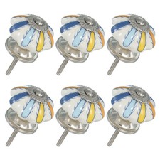 6 Pack Ceramic Knobs Pumpkin Ceramic Drawer Knobs Orange Yellow Blue Flower
