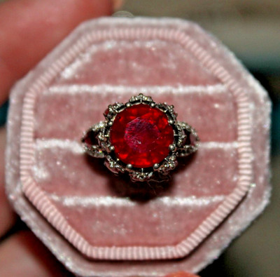 STS Karis Ruby Cocktail Ring 925 Silver, size 7
