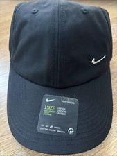 Nike Heritage 86 Cap Metal Swoosh Hat One Size Black Chrome