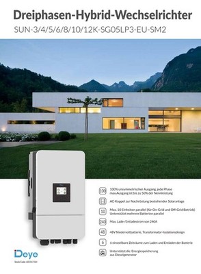 2 x Deye Sun 12KW Hybrid Solar Wechselrichter LP3 3 Phasen SG05