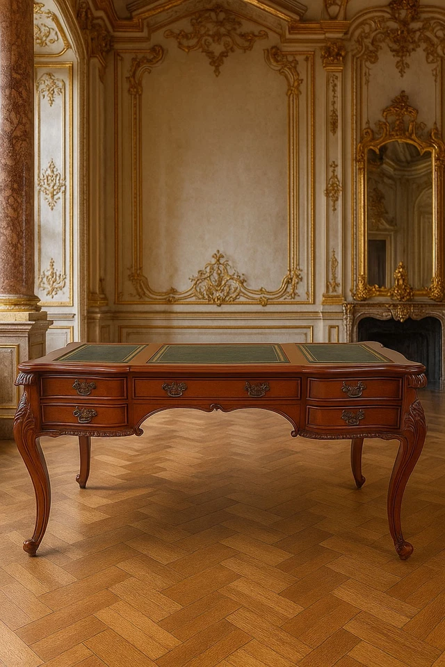 Luxus Schreibtisch Barock Bürotisch Mahagoni Antik Chefbüro Sekretär - Bild 3 von 4