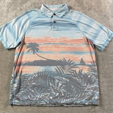 Tommy Bahama Island Zone Polo Shirt Mens Large Tropical Sunset Palm Beach Summer