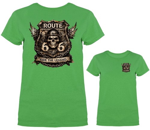 Route 66 Skull Motorcycle Ride the Legend Biker T-shirt - Photo 11/18