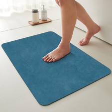Bathroom Rugs Non Slip Washable Thin Quick Dry Mat 20x48 Inch Denim Blue