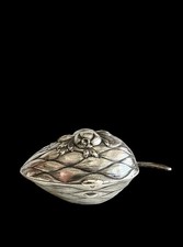 Antique 800 Silver German Jewish Etrog Box  Ornate Pomegranate By Emil Freund