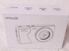 NEW Vitaler A61 Digital Camera, White, Front Rear Lens, Autofocus 64MP 32GB Card