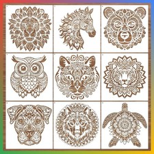 9 Pcs Mandala Stencils for Painting on Wood