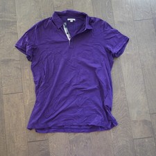 Burberry Brit Short Sleeve Purple Cotton Polo Shirt Size XL Nova Check