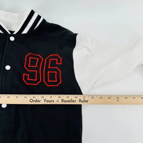 GhostFace Scream Varsity Jacket Mens L Black White Embroidered Scary Movie Y2K image 4