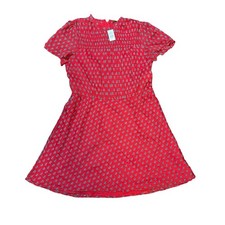 LOFT Red Paisley Smocked Mock Neck Fit Flare Dress 10 FA23 759911 NWT Retro