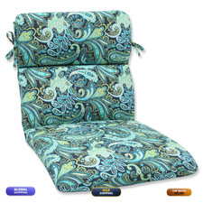 Pillow Perfect Paisley Indoor/Outdoor 1 Piece Split Back Round Corner Chair