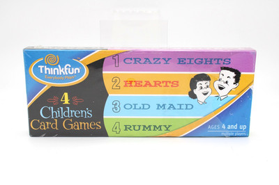 2002 Thinkfun 4 Children s Card Games Crazy Eights Hearts Old Maid Rummy Tear
