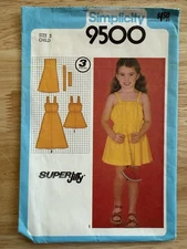 Simplicity Pattern 9500 Girls Child’s Super Jiffy Pullover Sundress Dress Size 3