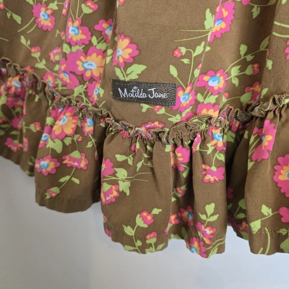 Camiseta sin mangas Matilda Jane On A Whim dobladillo con volantes marrón floral 27637T niñas grande Foto 4 de 4