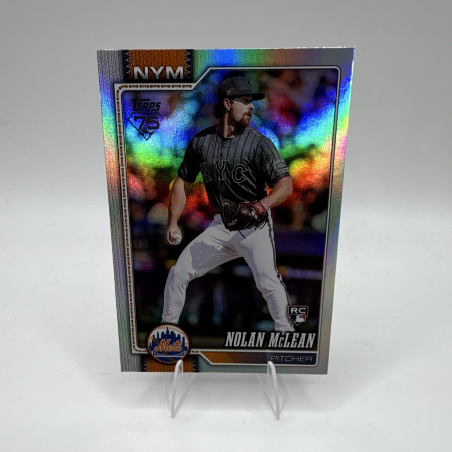 Topps 2026 Series 1 Nolan McLean New York Mets Rookie Rainbow Foil #214