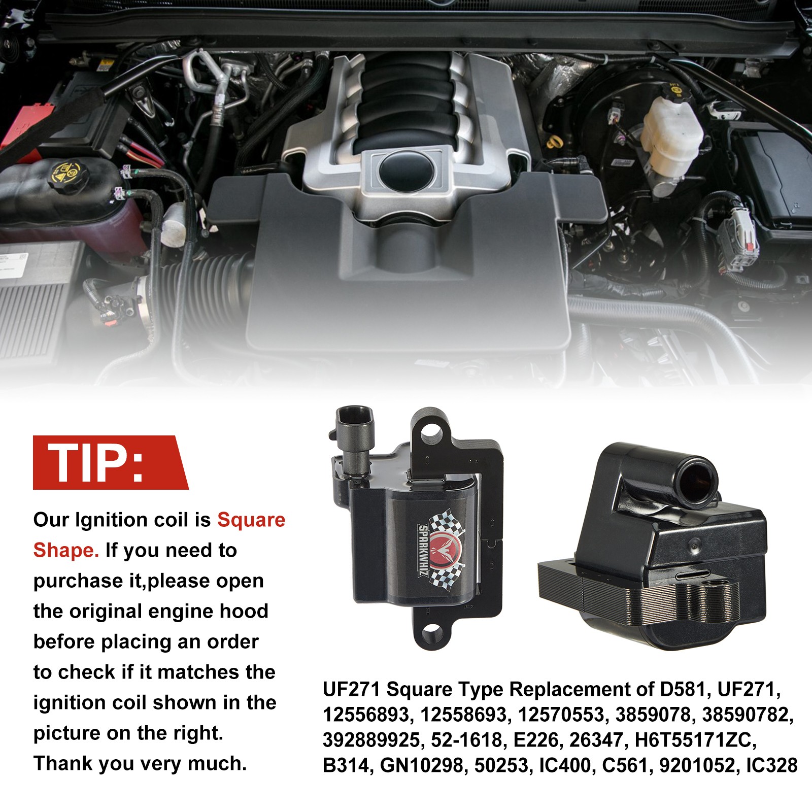 8PCS Ignition Coil + Spark Plug + Wires For Chevy GMC 4.8L 5.3L 6.0L 8.1L UF271