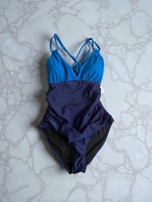 CHARMO Blue Colorblock One Piece Swimsuit Bathing Suit Size Medium NEW NWT