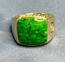 David Yurman 18k Gold Ring w/Green Stone and Superfit Clasp - XMAS!! SZ 11