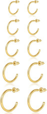 Minimalist Hoops for Women - 14K Gold Open Huggie Hoop Earrings, Hypoallergenic